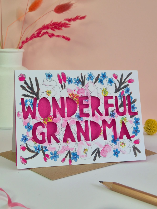 Wonderful Grandma paper cut card
