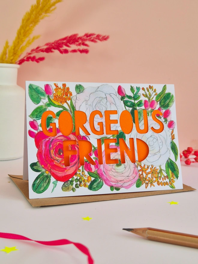 gorgeous friend paper cut card