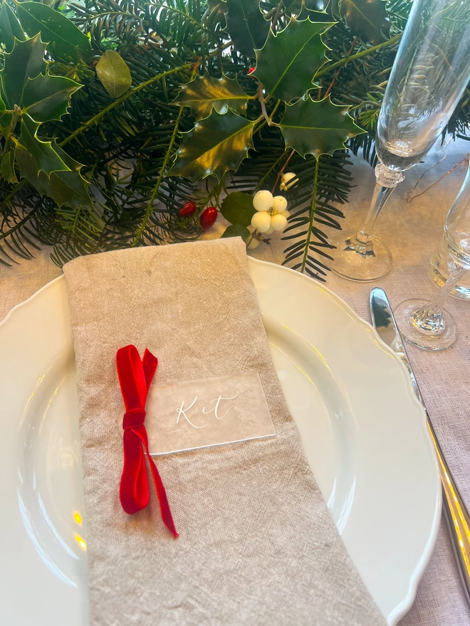 Personalised Calligraphy Frosted Acrylic Place Cards 