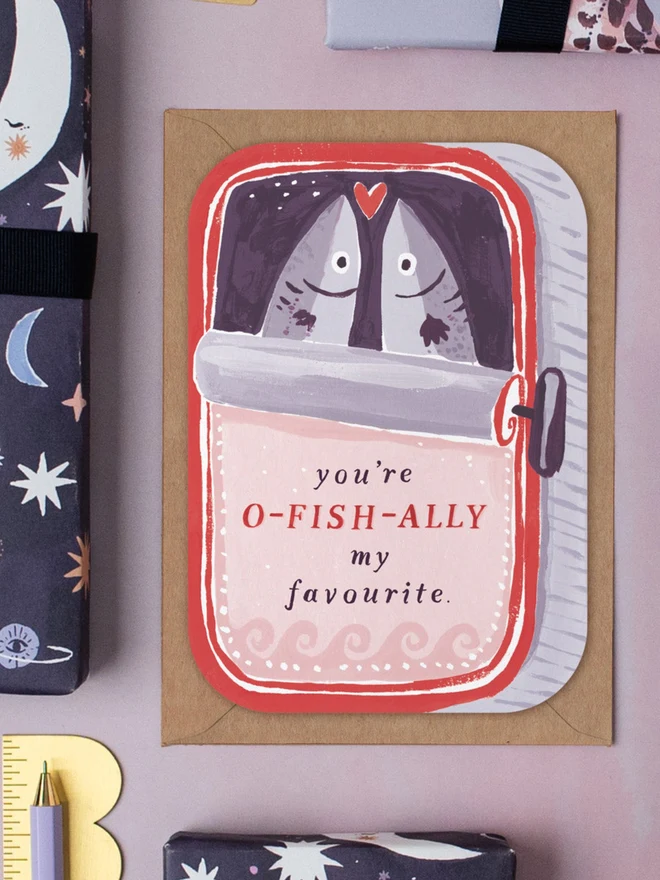 Sardines You're My Favourite Card styled with other Sister Paper Co greeting cards