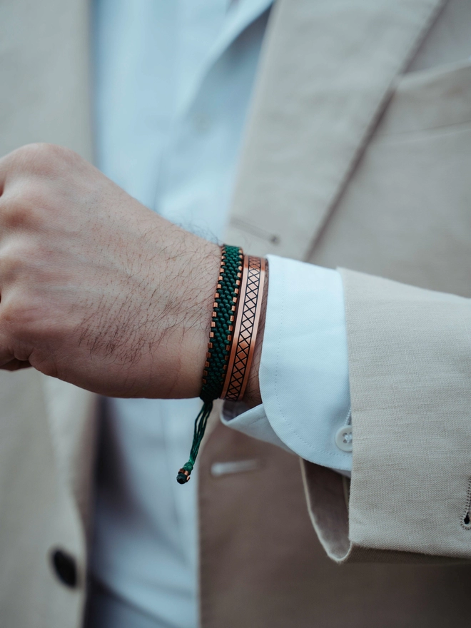 men solid copper bracelet