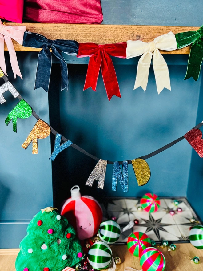 Glitter sign glitter bunting Christmas bunting merry Christmas Christmas garland glitter garland fire place garland