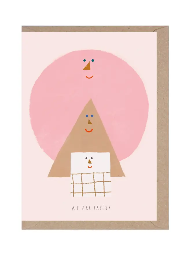 family illustrated pink shapes card