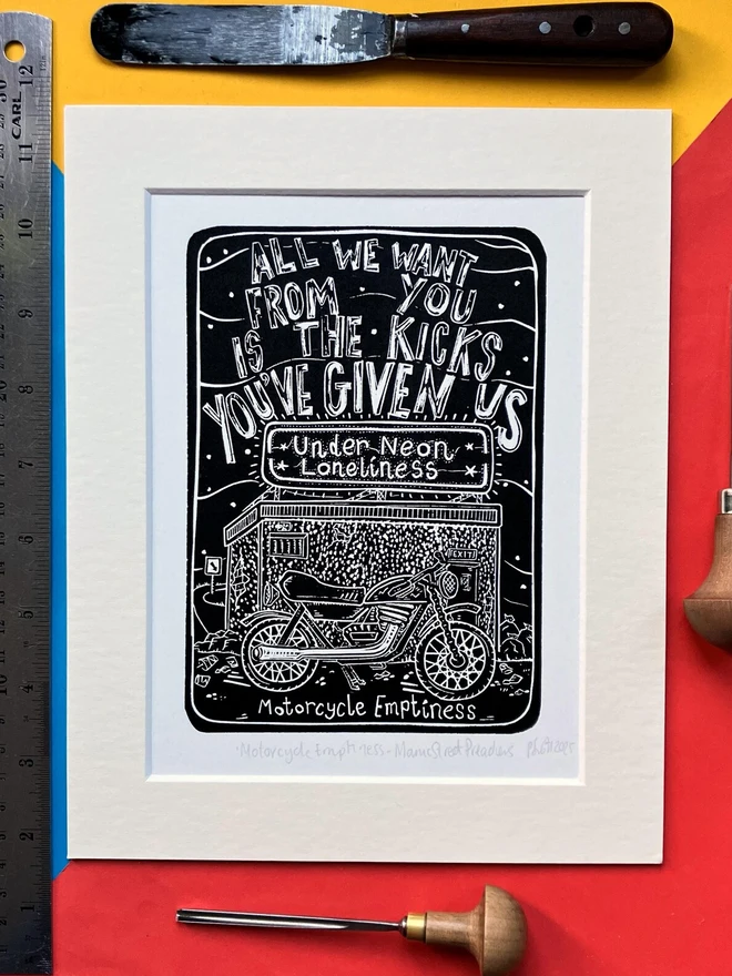 pamela scott manic street preachers lino print