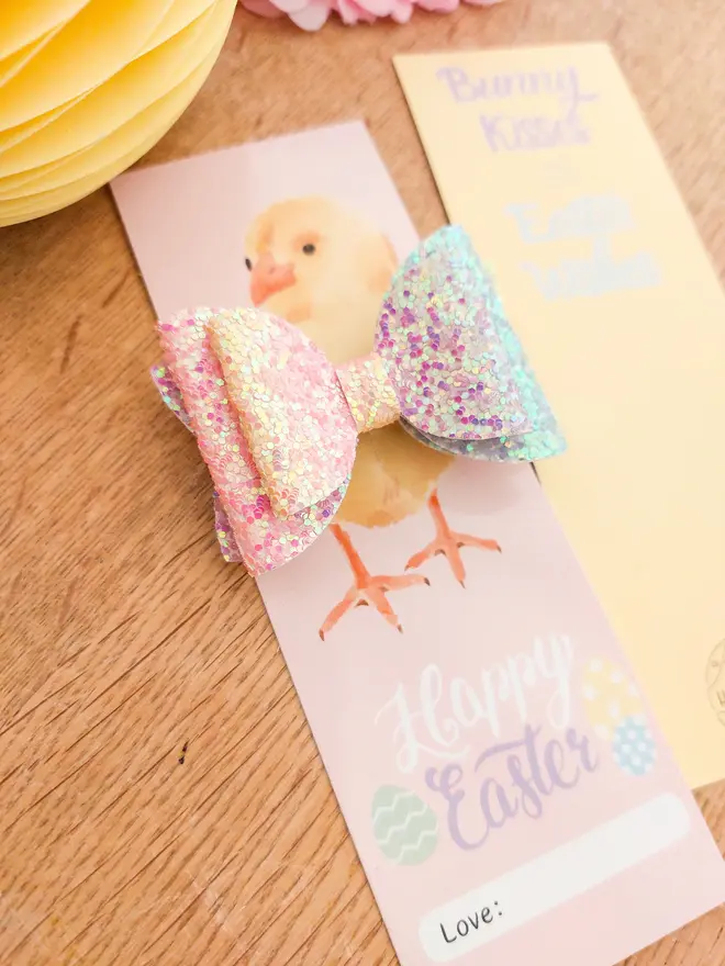 Easter gift for girls glitter hair bow
