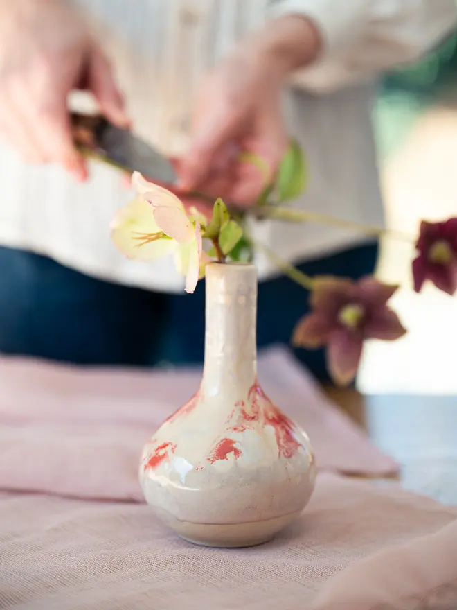 small ceramic bud vase, Jenny hopps pottery