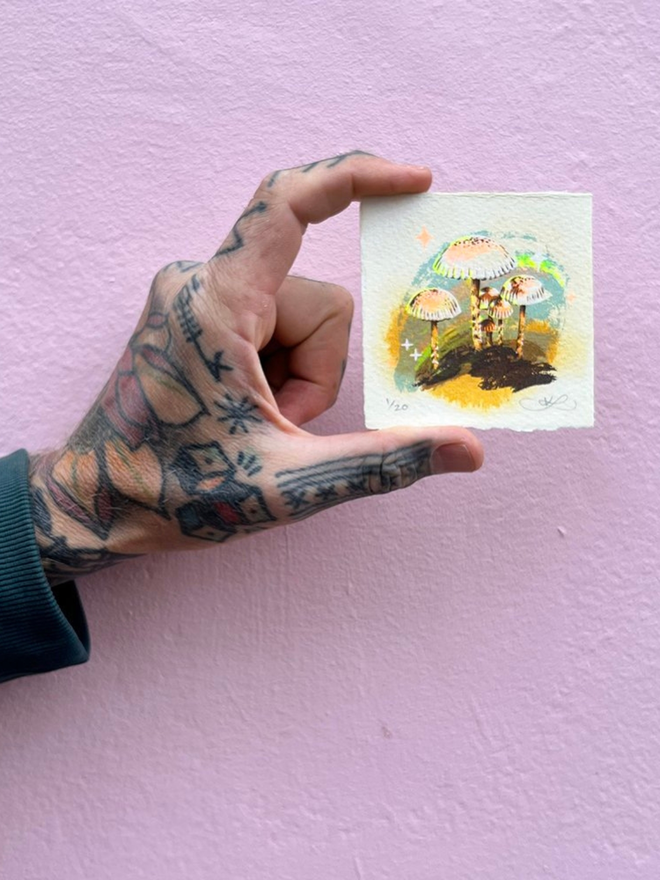 'Pixie Place' Miniature Screenprint & Watercolour Painting