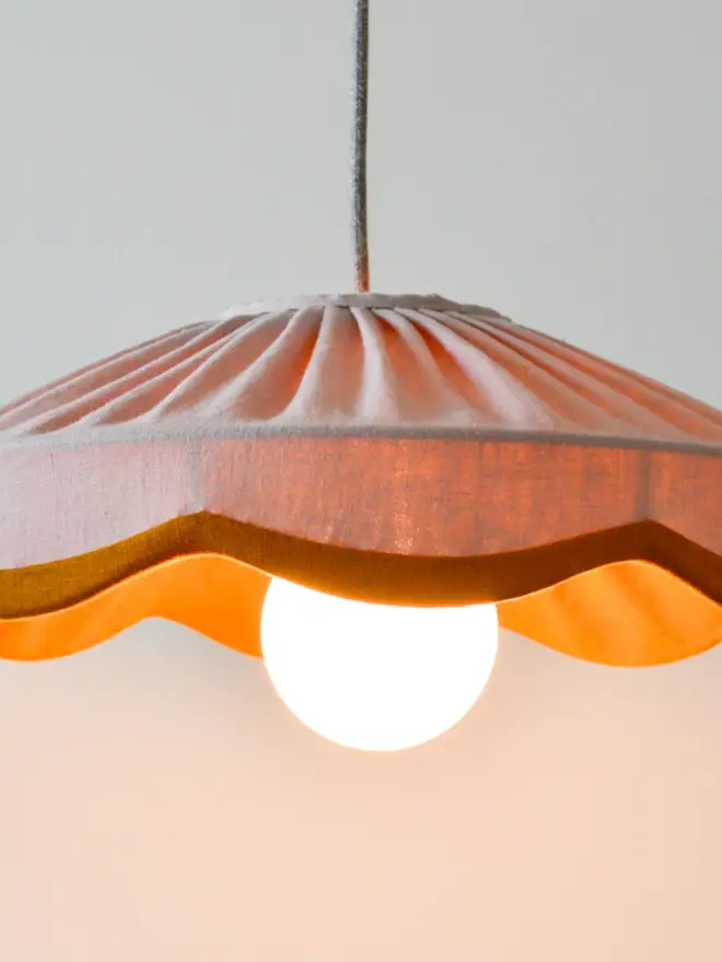 lit up pink & mustard lampshade