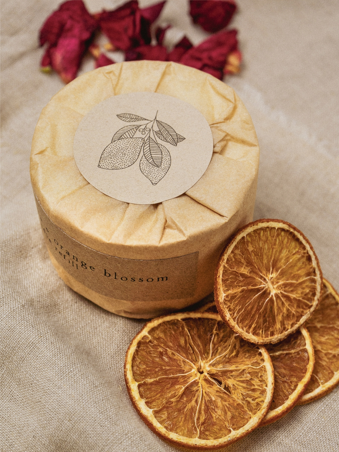  citronella orange blossom refillable candle