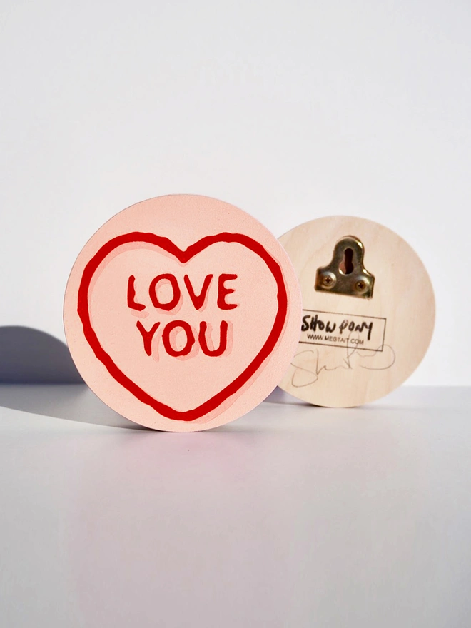 Love You love heart in peach