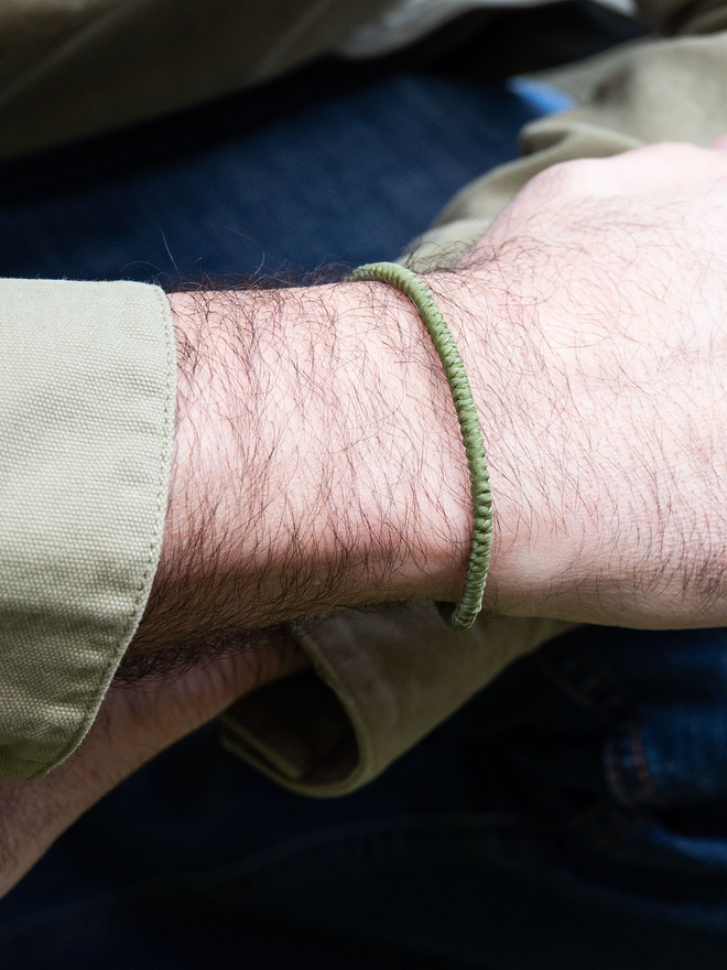 men cord bracelet in green