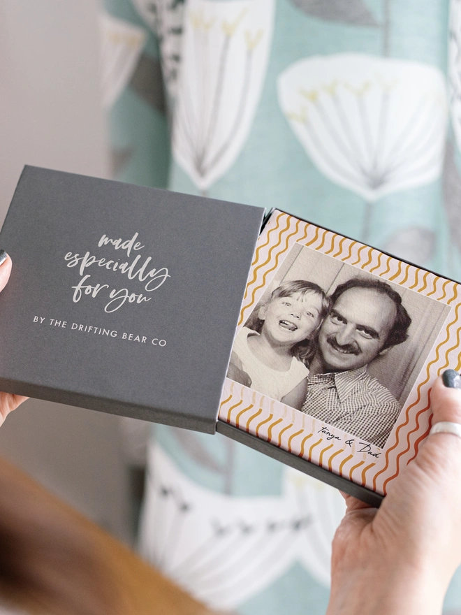 Personalised Crackle Glazed Wavy Orange Ceramic Photo Tile
