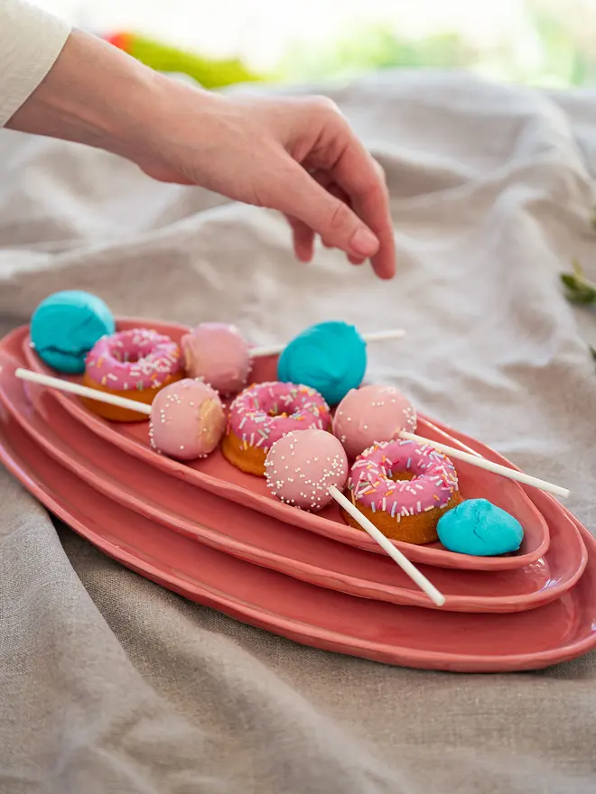 pink ceramic pink ceramic platter, jenny hopps pottery