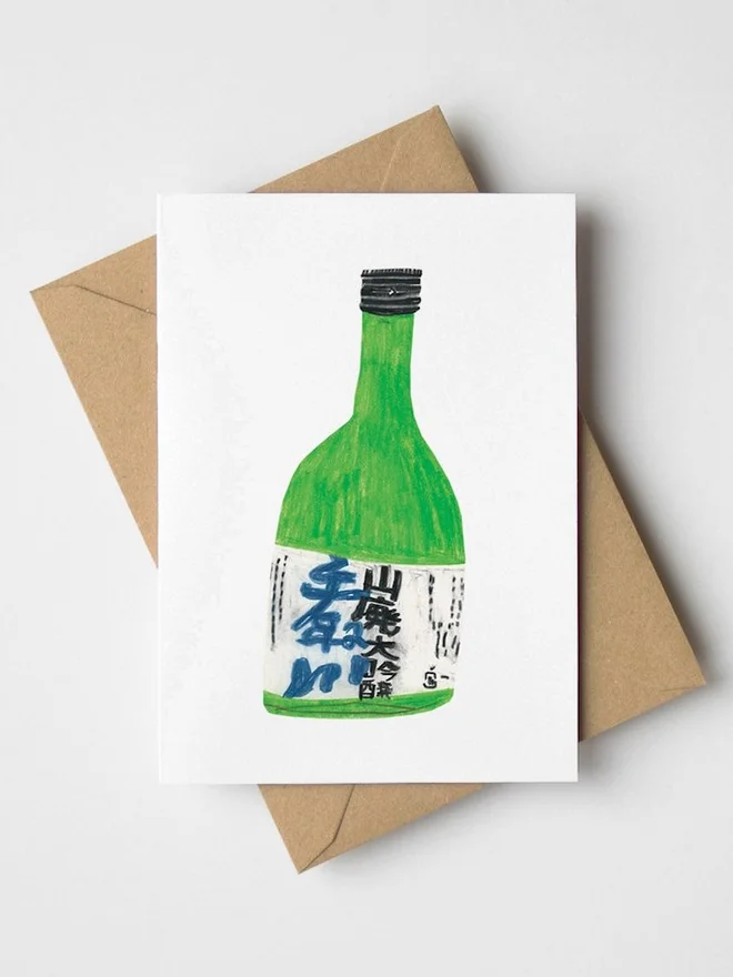 Mini Sake Bottle Greeting Card
