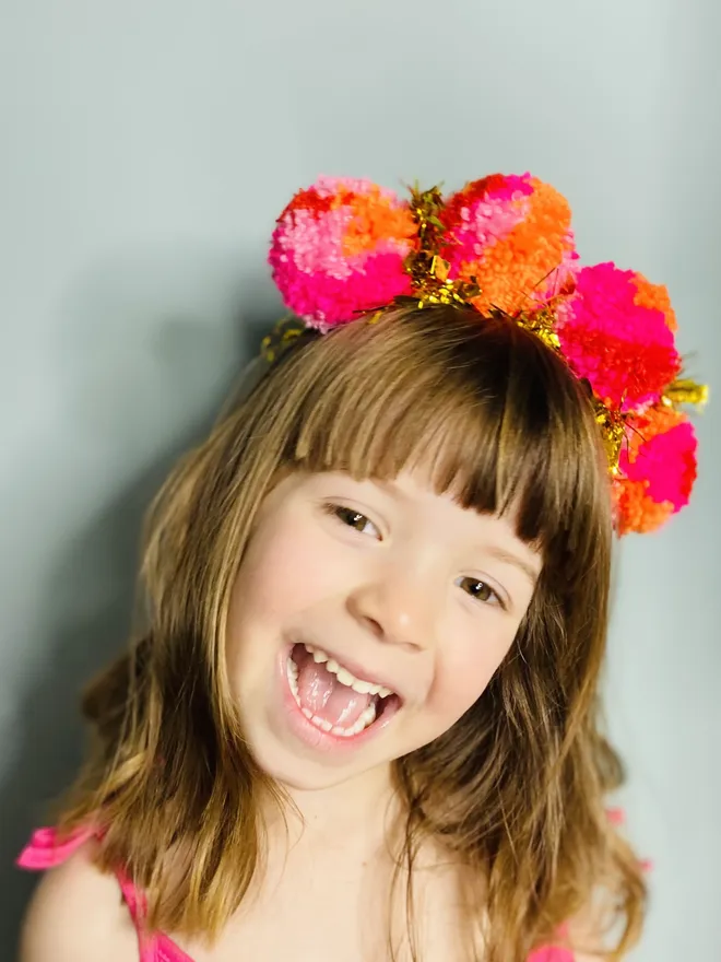 Pom Pom headband tinsel headband pink headband Pom Pom festival headband party headband gold tinsel headband LGBTQ headband lgbtq festival pride