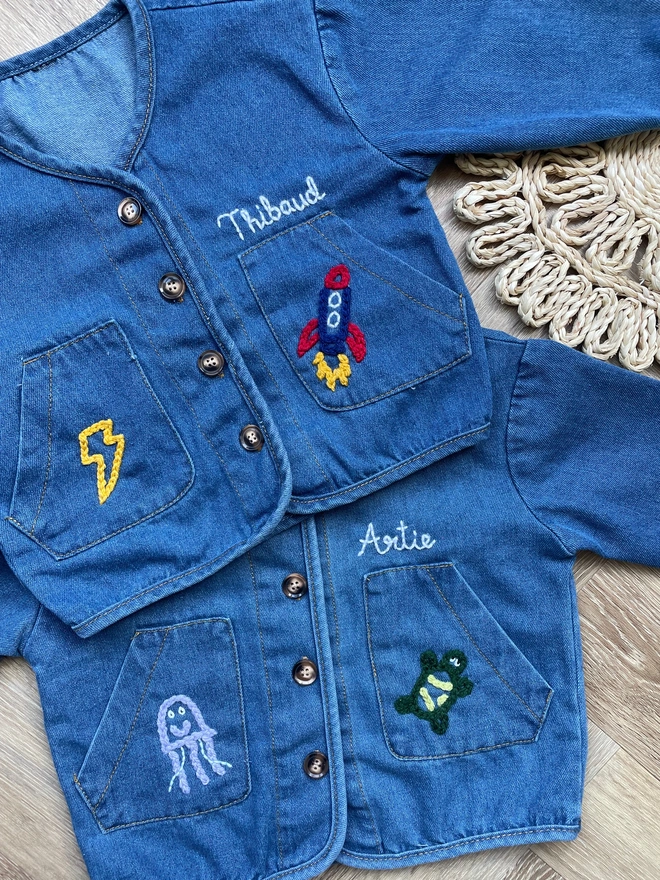 kids personalised denim jacket 
