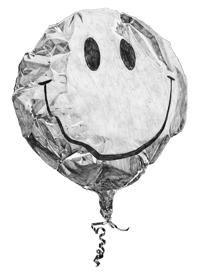 Detail of the smiley balloon art print