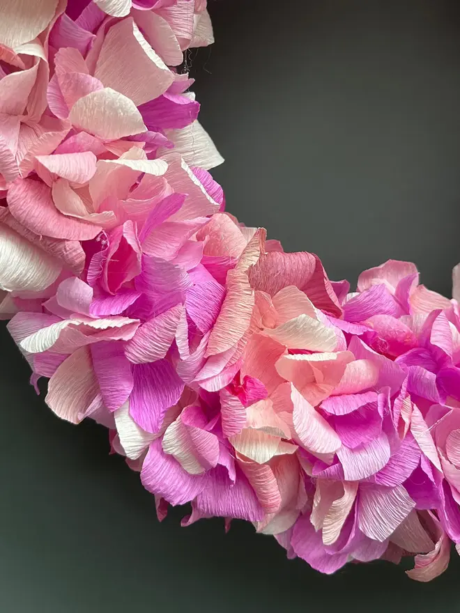 Fuchsia & Pink Crepe Paper Christmas Wreath