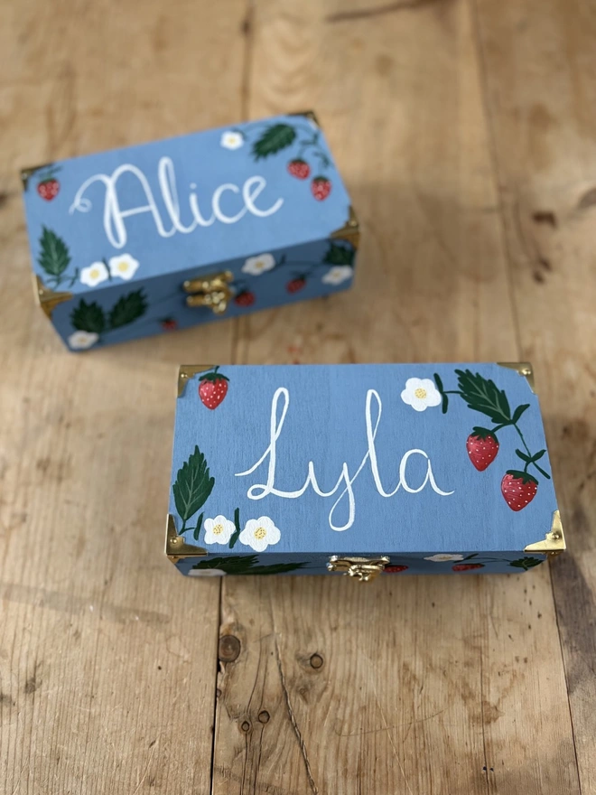 Hand painted personalised trinket box