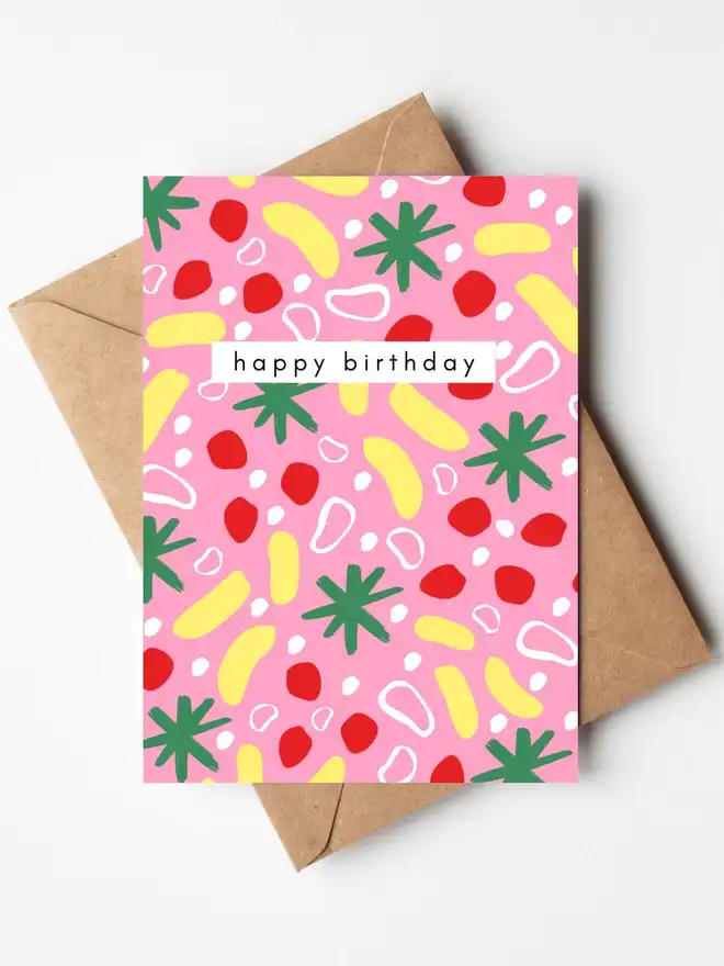 Pink-abstract-birthday-card-tired-starling-studio