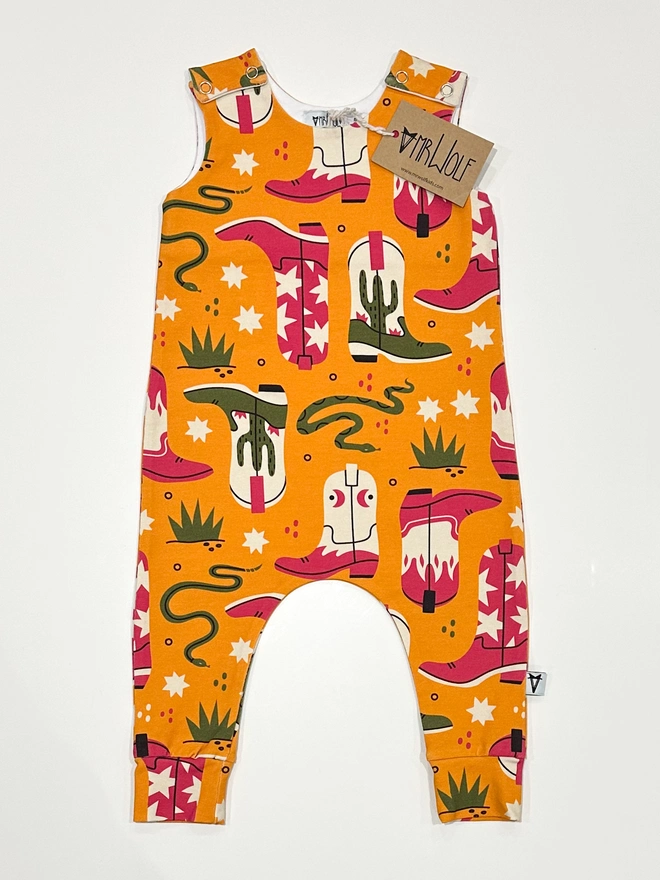 Baby romper in western boots print fun baby romper colourful and bright