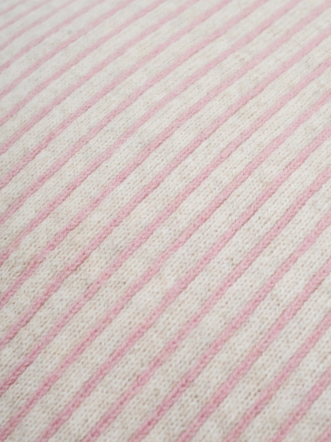 stripe pink lambswool cushion