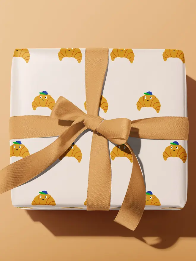 croissant illustrated wrapping paper