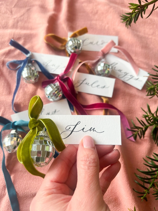 Personalised Calligraphy Christmas Colourful Place Cards