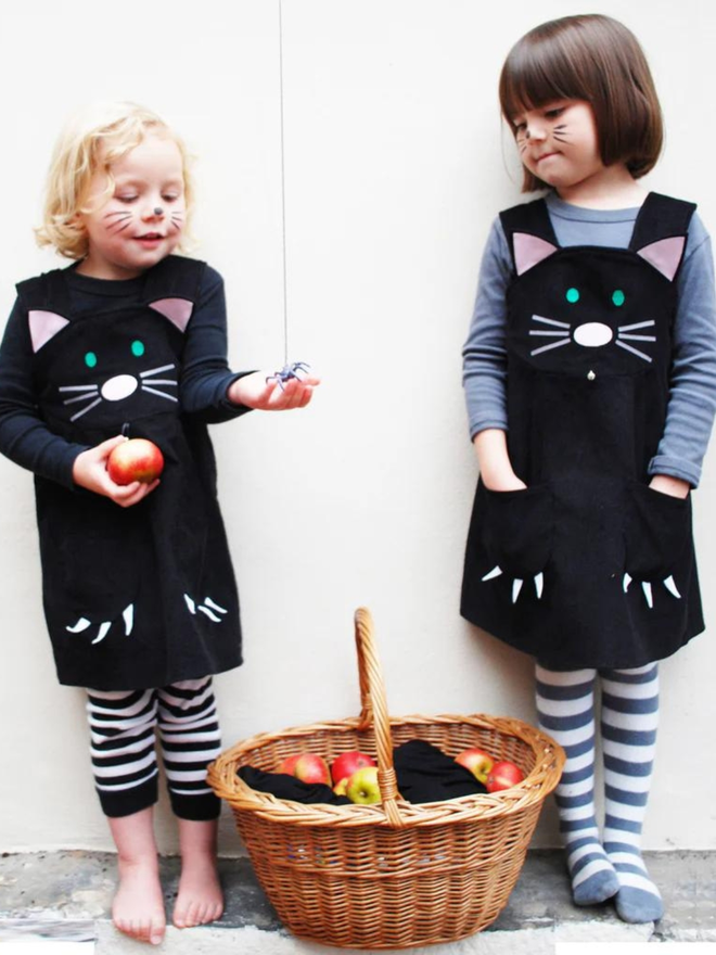 Girls Cat Pinafore Dress