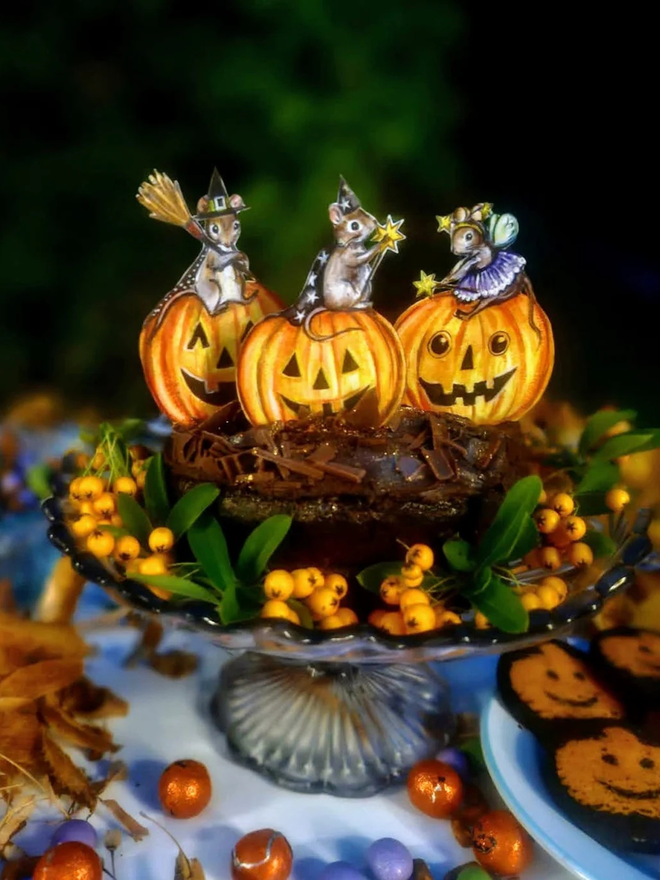 halloween wooden cake topper