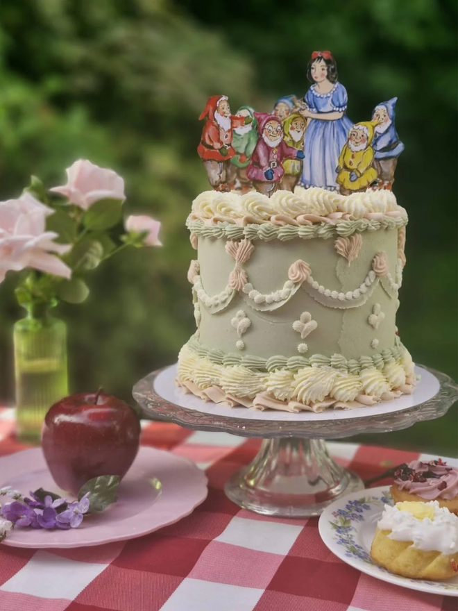 Snow white wooden cake topper
