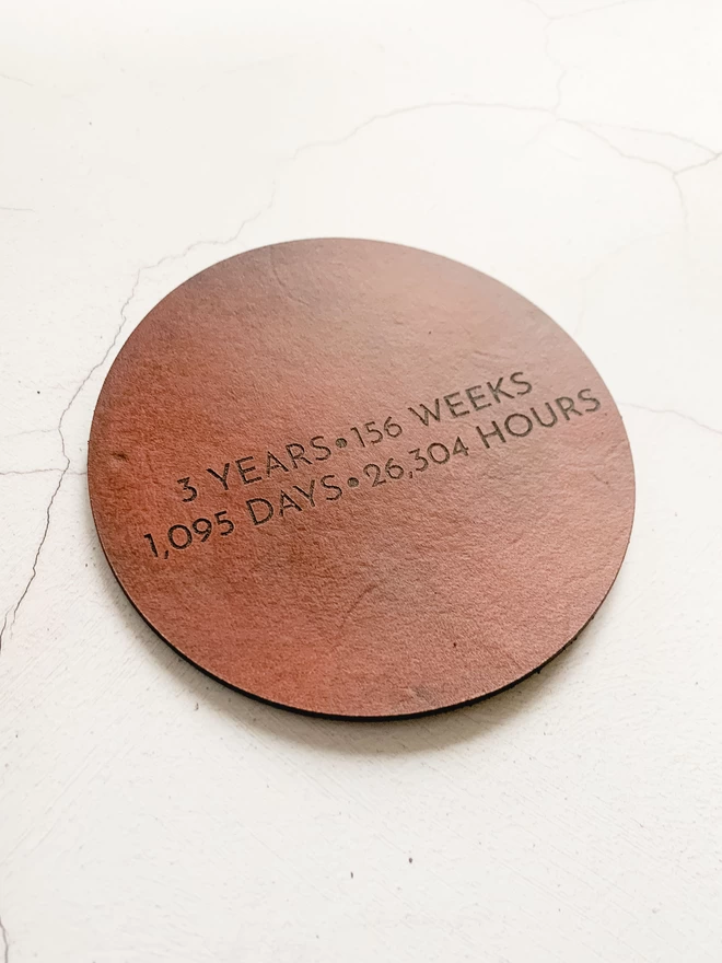 Brown 3rd Anniversary Coasters