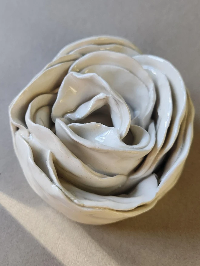 white ceramic flower art for wall pottery gift handmade unique modern interior decor