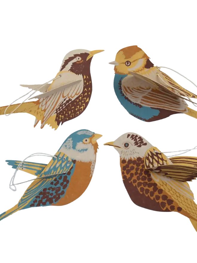 british birds hanging paper ornament decorations