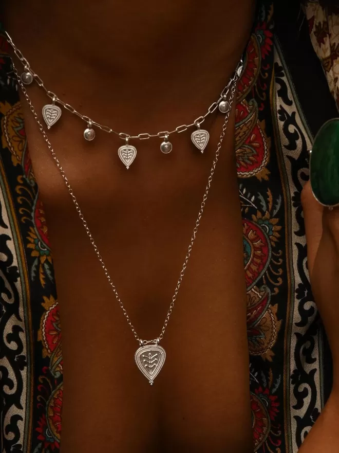 Silver mini tree of life choker with tree of life amulet in silver by Loft & Daughter