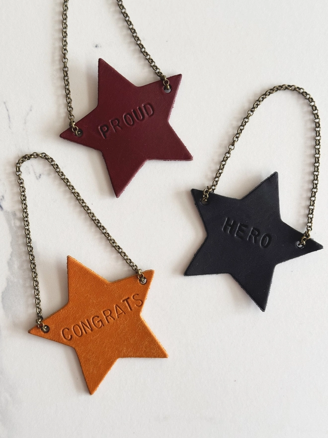 leather stars for celebrations