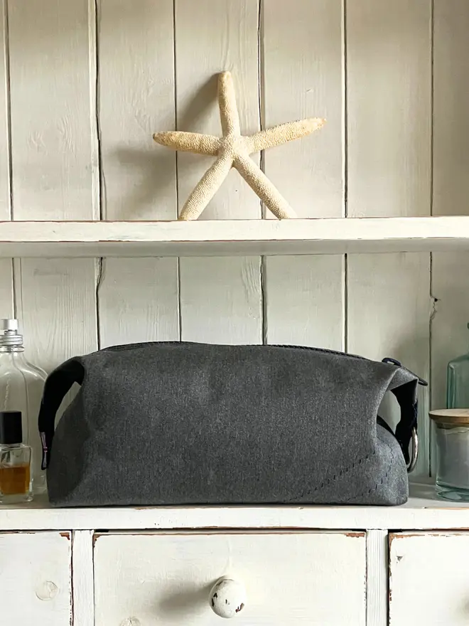 handmade wash bag grey