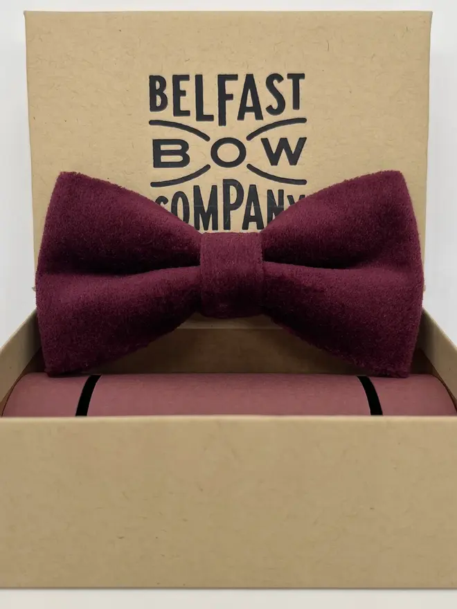 burgundy velvet handmade bow tie