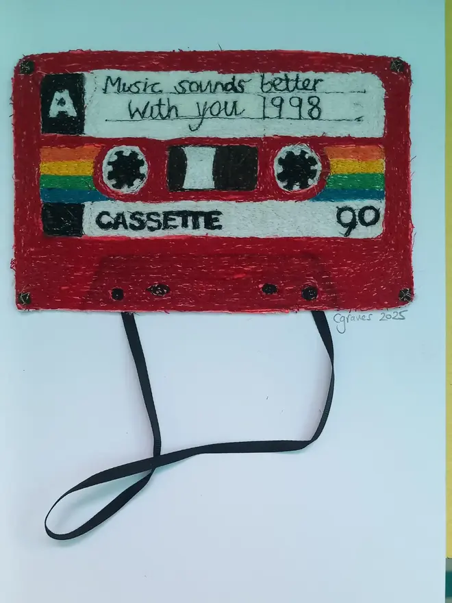 Personalised Mix Tape Cassette Embroidery Art