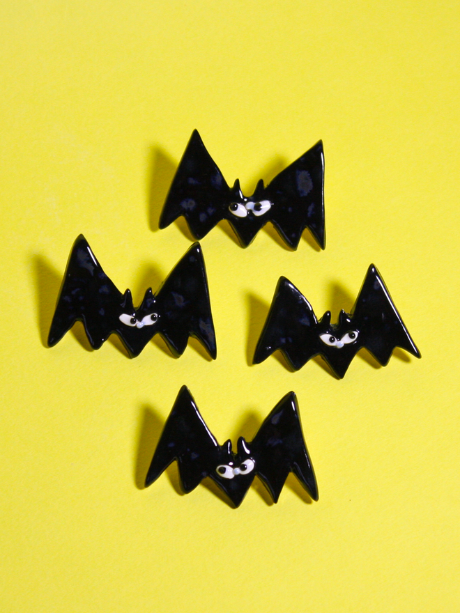 Ceramic Halloween Bat Brooch