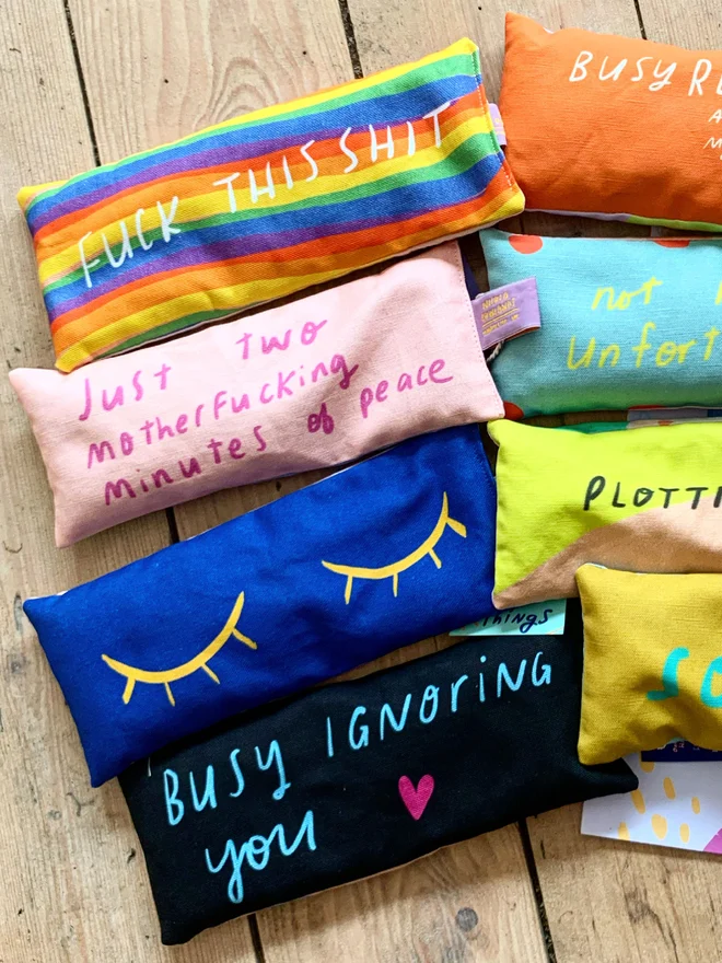Check out my range of bright aromatic weighted eye pillows!