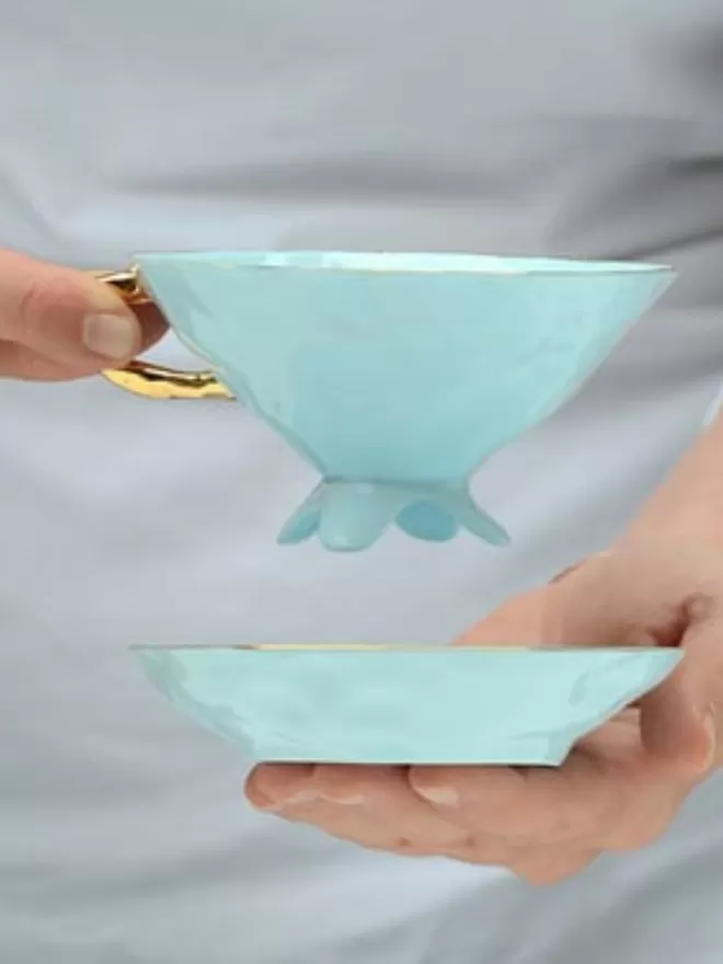Alice In Wonderland Teacup And Saucer - Pastel Mint