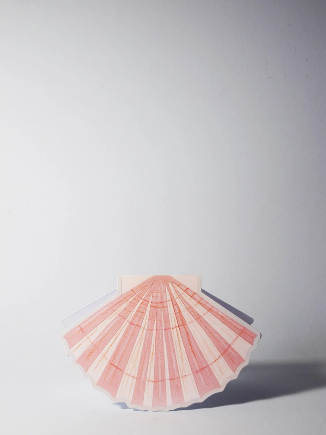 A cut out card of a Scallop Shell