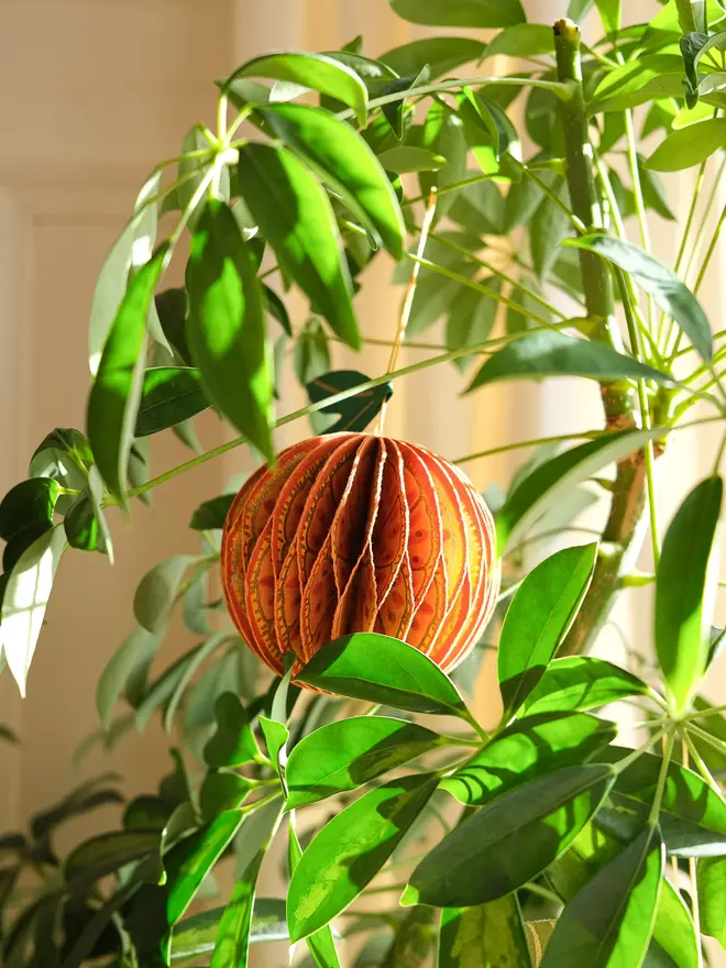 Orange Honeycomb Ornament (Set Of 6)