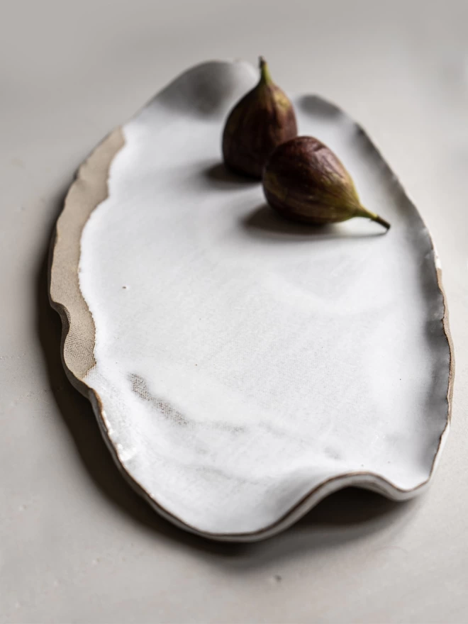 Aires Glossy White Ceramic Serving Platter