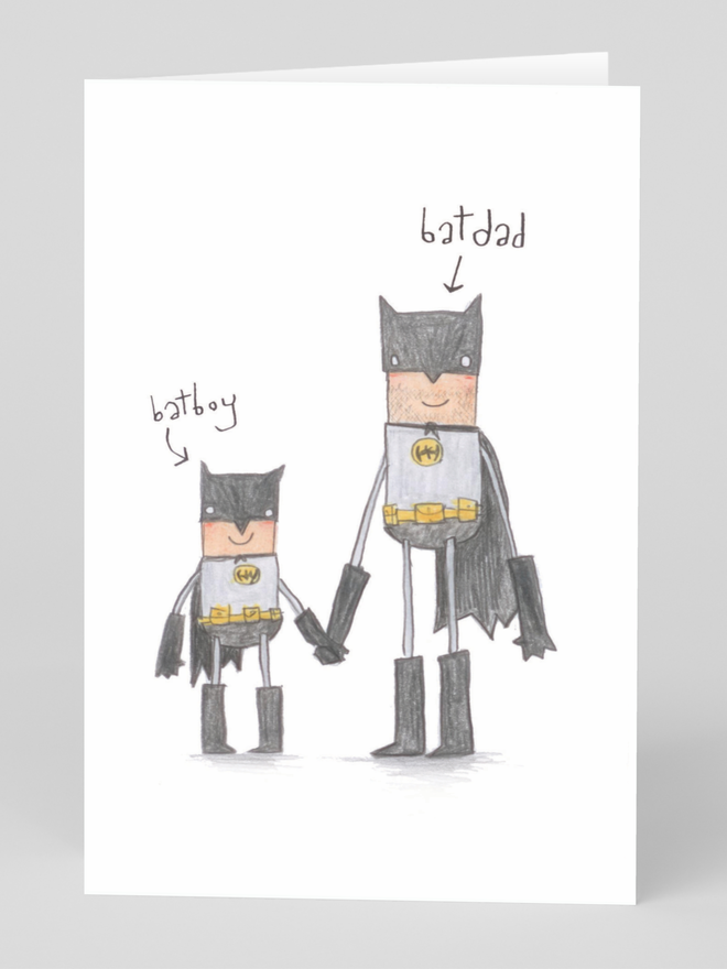 superhero fathers day and birthday card for dads or sons. The perfect cute funny card for men and boys 