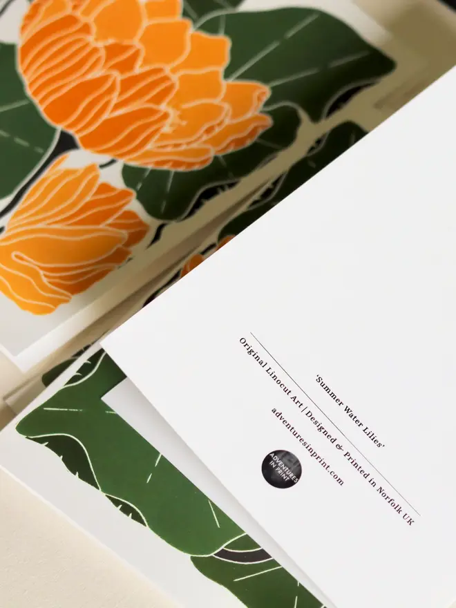 yellow waterlilies notecard set