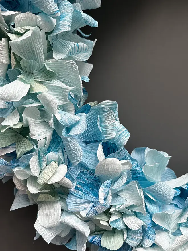 Blue Assorted Crepe Paper Christmas Wreath