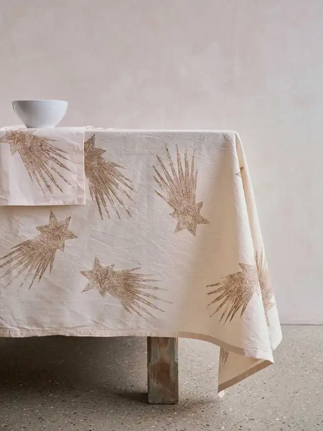 Gold Christmas Star Tablecloth