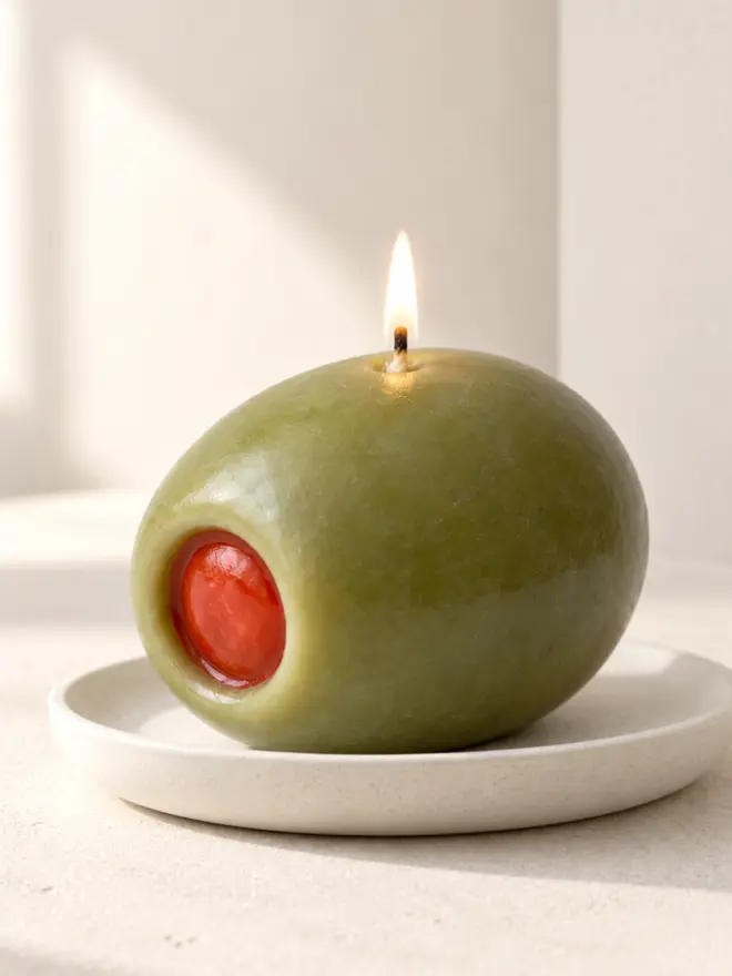 large olive on a plate